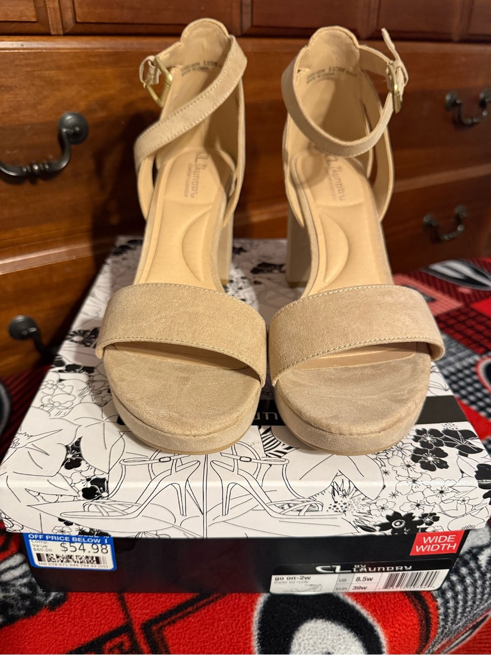 CL by Laundry Tan Suede Platform Ankle-Strap Sandals